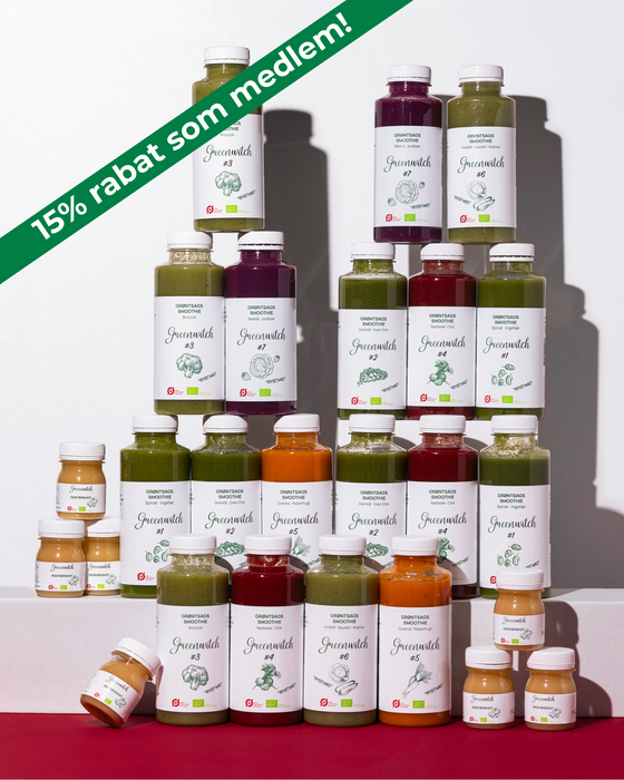 Greenwitch grønne smoothies - 3 dages kur - Greenie Boost Grønt Kassen 18 stks