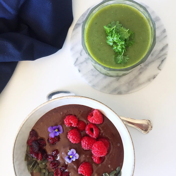 Greenie bowl/grød med kakao og smækfyldt med grøntsager